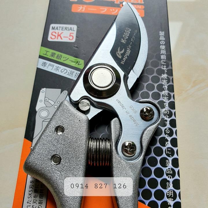 Kéo tỉa cây Nhật Bản Kapusi cao cấp thép SK5, cấu tạo lò xo đặc biệt cỡ 8 inch (20cm) bảo hành 2 năm