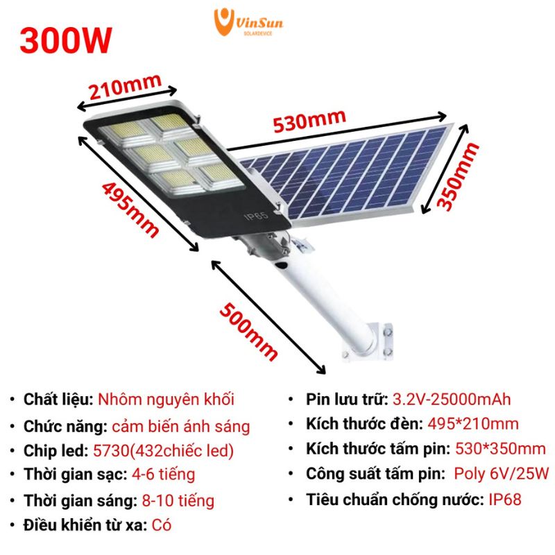 Bóng năng lượng mặt trời, đèn led năng lượng mặt trời bàn chải 300W, đèn sân vườn cảm biến ánh sáng, vỏ nhôm, denvinsun