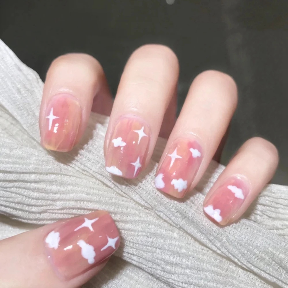 Nhãn Dán Trang Trí Móng Tay 3D Tự Dính Họa Tiết Đám Mây/Ngôi Sao/Trái Tim Dễ Thương