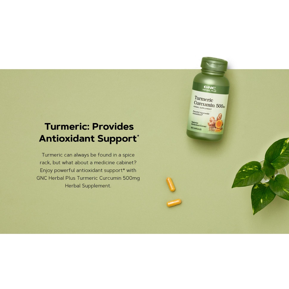 [CHÍNH HÃNG] GNC Turmeric Curcumin 500mg - Tinh chất từ nghệ hỗ trợ dạ dày, giảm m.ỡ m.áu, chống lão hóa ngừa u.ng b.ướu