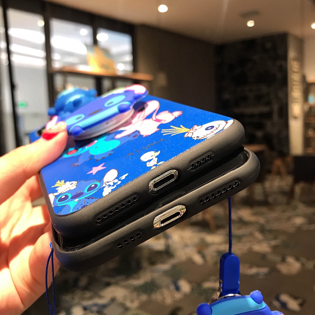Ốp điện thoại hình nhân vật Stitch 3D kèm giá đỡ và dây đeo tiện dụng cho OPPO A3 A5 A7 A37 A39 A59 A71 A73 A77 A79 A83
