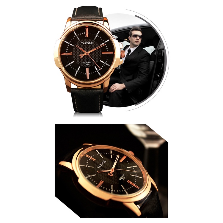 Đồng hồ nam chính hãng dây da YAZOLE Y358 thời trang máy nhật cao cấp giá rẻ LINDO