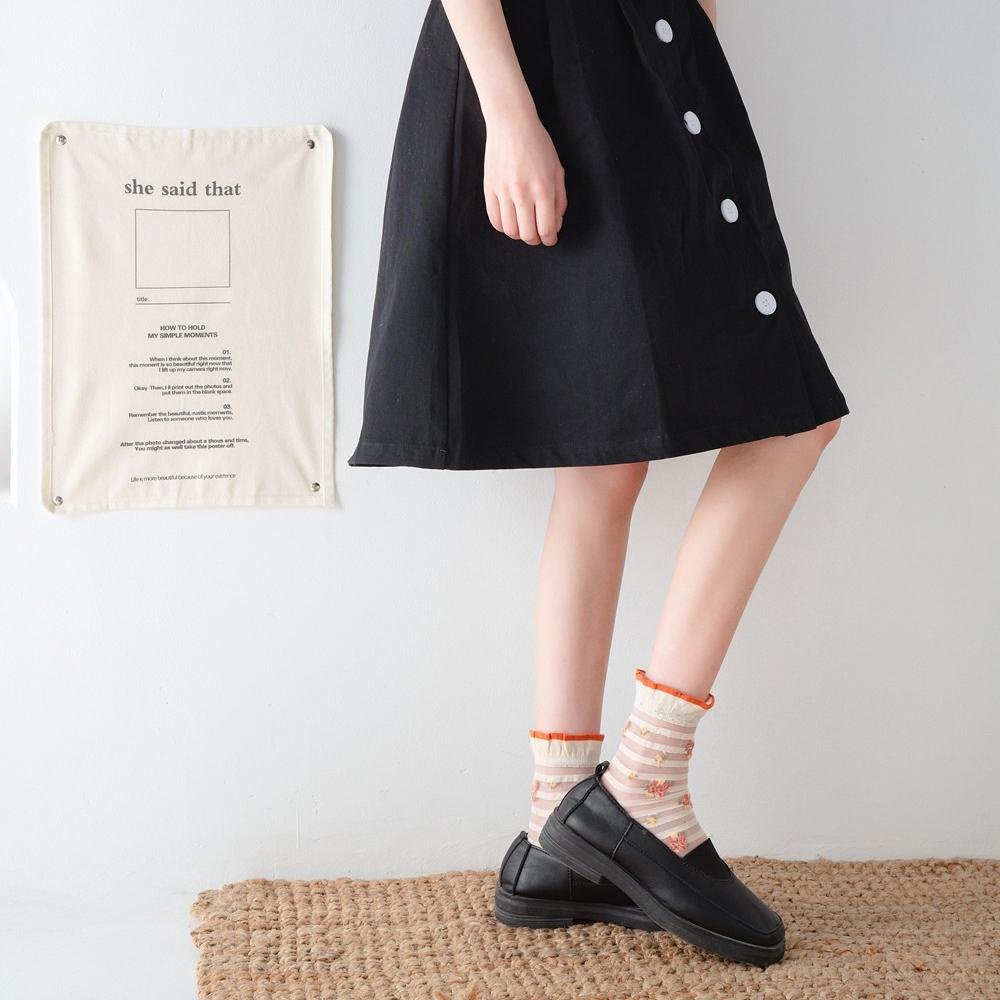 AROMA Vớ Hoa Thoáng Khí Họa Tiết Kẻ Sọc Thời Trang Đường Phố Hàn Quốc Mới Dành Cho Bạn Nữ