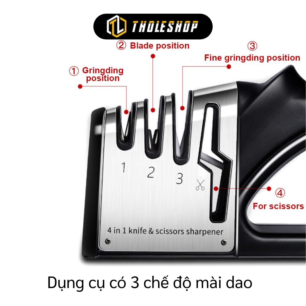 Dụng Cụ Mài Dao Kéo - Đồ Mài Dao 4in1 Bằng Thép Không Gỉ 23cm Có Tay Cầm 8208