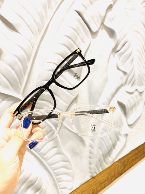 Kính giả cận unisex thời trang nữ gọng da carti