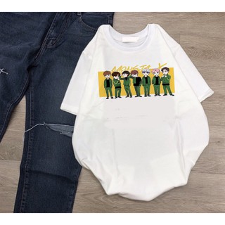Áo thun Cotton Unisex - Fan Monsta X Hàn Quốc - K-Pop - Chibi - MonstarX Trang phục thể thao xanh