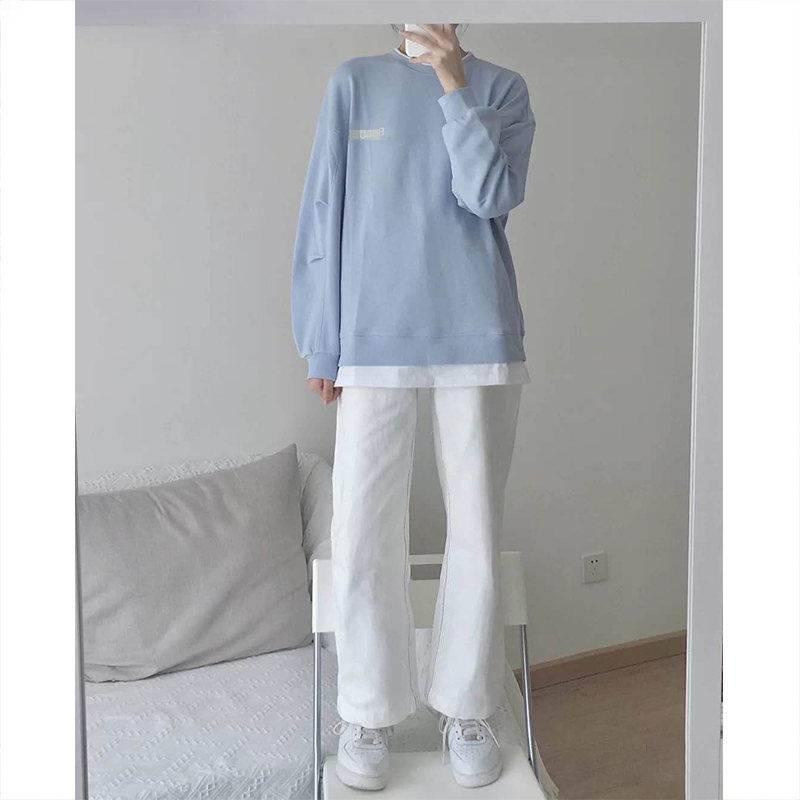 Set áo hoodie và quần dài ống rộng thời trang thu đông phong cách Hàn Quốc cho nữ