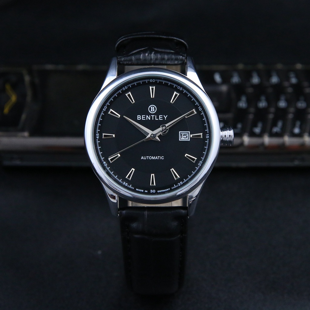 Đồng hồ nam BENTLEY AUTOMATIC dây da cao cấp -Mặt kính chống xước, chống nước