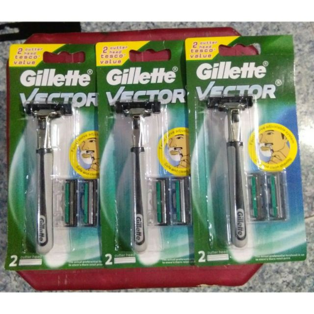 Dao cạo râu lưỡi kép Gillette Vector siêu sắc (Bộ Cán + 3 lưỡi)