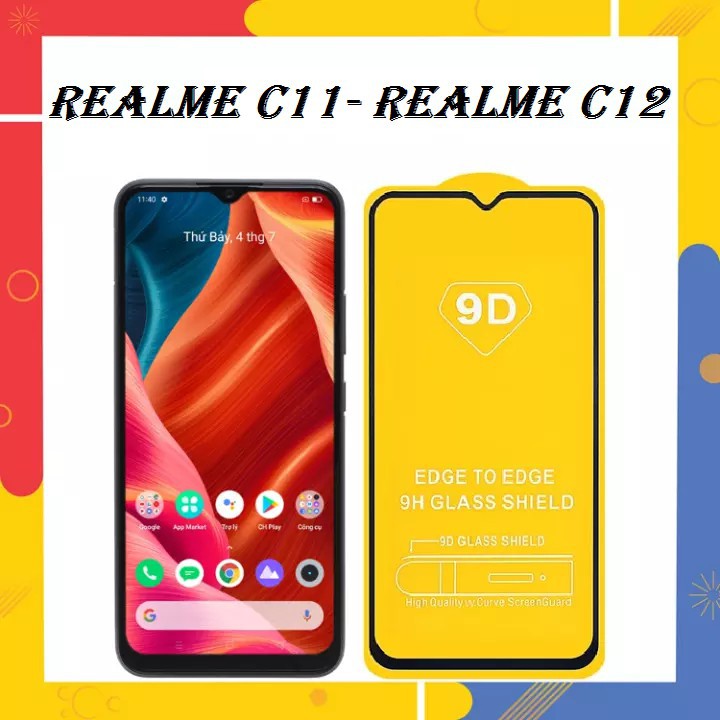 Kính cường lực FULL màn Realme Narzo 50i prime C11/ C12/ C15/ C17/ C20/ C21/ C21Y/ C30s/ C33/ C35 cao cấp 9D