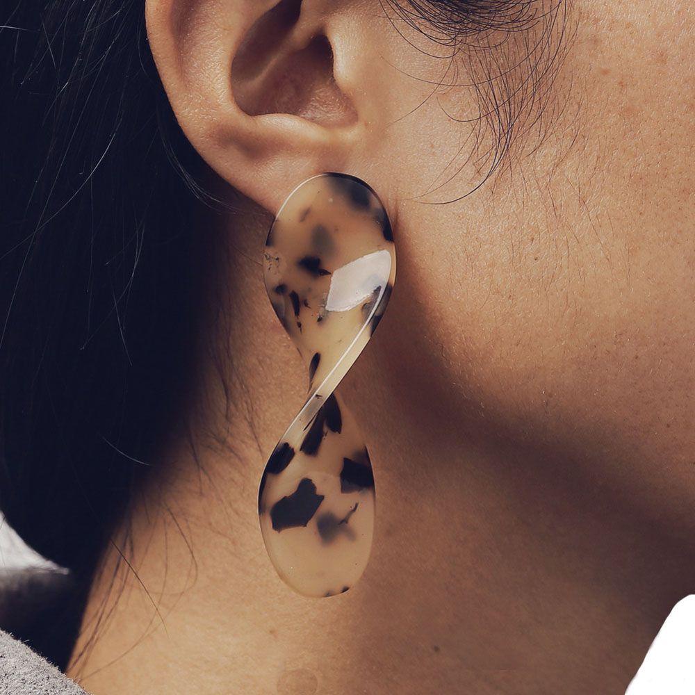 Bông Tai Dáng Dài Hình Tròn / Ngôi Sao / Trái Tim Bằng Nhựa Acrylic Thời