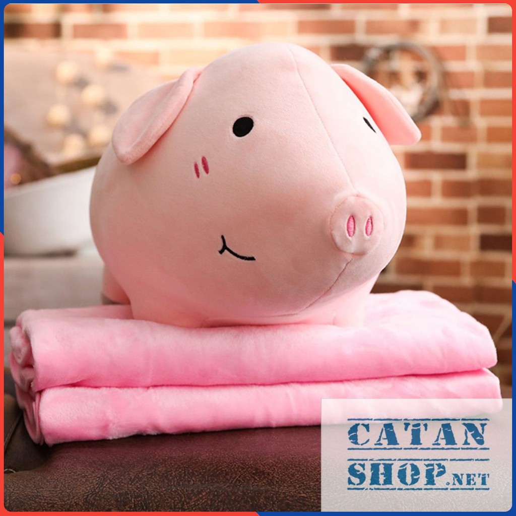 Gối mền heo hồng mập cute, vải thun 4 chiều cực mịn, chăn gối văn phòng, gấu bông CATAN shop, quà tặng sinh nhật 8/3 20/