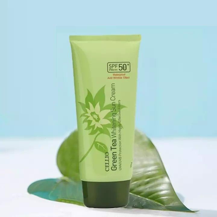 KEM CHỐNG NẮNG CELLIO GREEN TEA WHITENING SUN CREAM SPF50+ PA+++