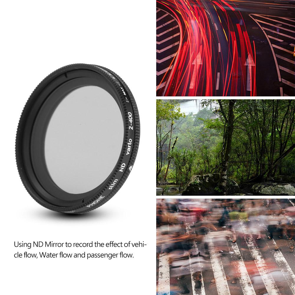 ZOMEI Adjustable 37mm Neutral Density Clip-on ND 2-400 Phone Camera Filter