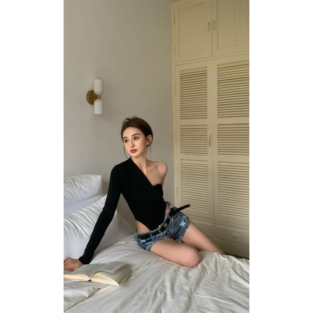 Cocory vn Áo Liền Quần Tam Giác Giả Hai Mảnh Phong Cách Âu Mỹ Quyến Rũ Cho Nữ