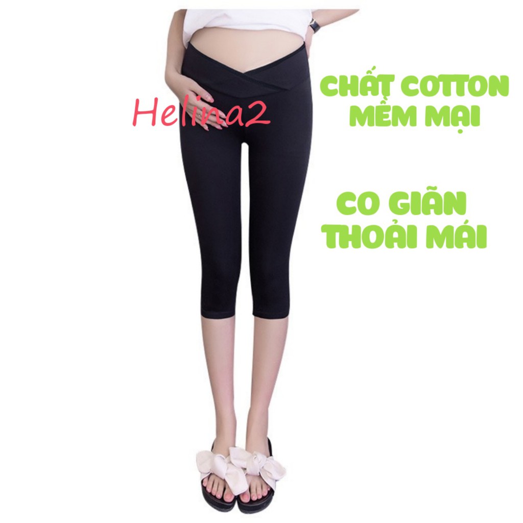 Quần bầu LỬNG CẠP CHÉO chất cotton co giãn 4 chiều , co giãn thoải mái size từ 40-80kg QB9005