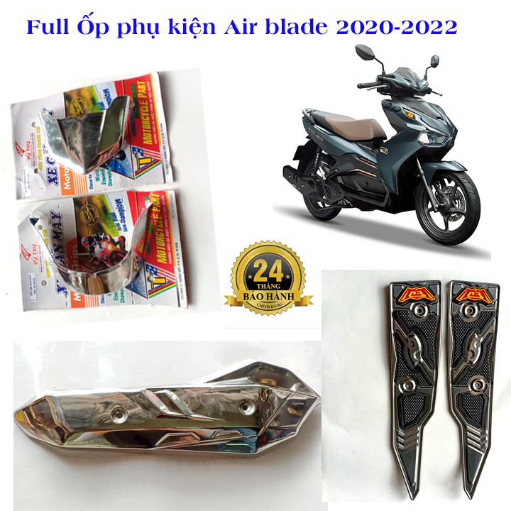 Ốp trang trí Air blade 2020 - 2021 che pô, quạt gió, pô e, để chân inox