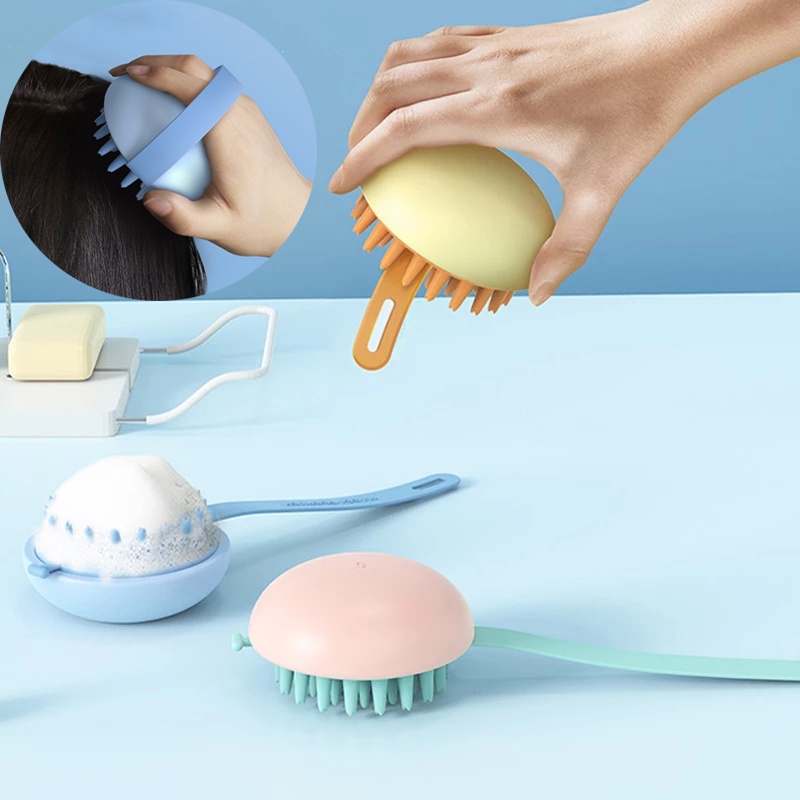 Lược Mát Xa Đầu Tròn Bằng Nhựa ABS Mềm Màu Sắc Ngẫu Nhiên Với Đai Cố Định Chống Gàu Cho Nhà Tắm