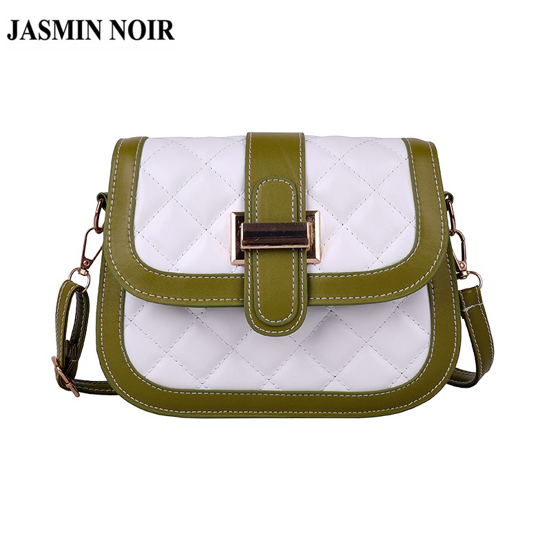 Túi Xách JASMIN NOIR Đeo Chéo Hình Vuông Nhỏ Có Khóa Cài Họa Tiết Kẻ Sọc Sang Trọng Cổ Điển Cho Nữ