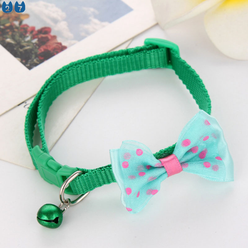 Vòng Cổ Nylon Đính Nơ Có Chuông Dễ Thương Có Thể Điều Chỉnh Màu Kẹo Ngọt Thời Trang Cho Thú Cưng 27 Cái