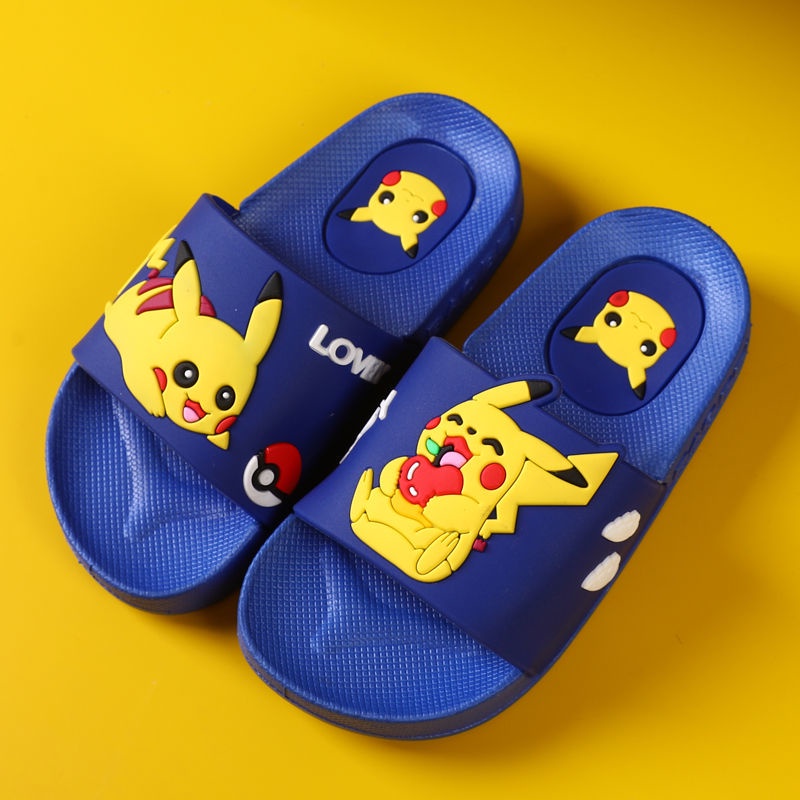 Pokemon Slippers kids Indoor Slippers Cute Pikachu Slippers Cartoon  Home Slippers Kids Non-Slip Soft Sole Bath Shoes Outdoor Slippers Baby Slippers Boys and Girls Leisure Flip-Flops