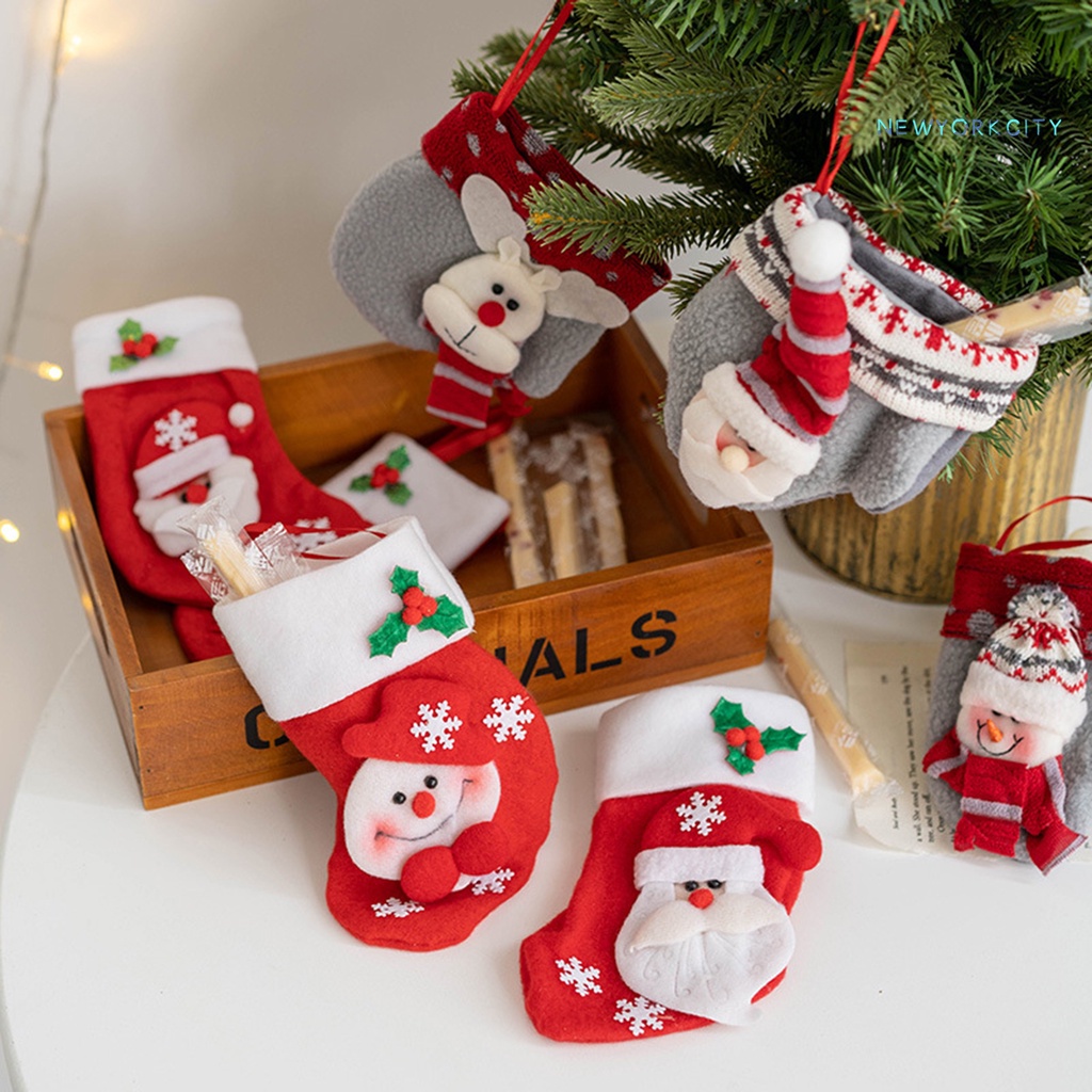 Túi Đựng Quà Giáng Sinh Mini Họa Tiết Hoạt Hình Dễ Thương Có Thể Tái Sử Dụng