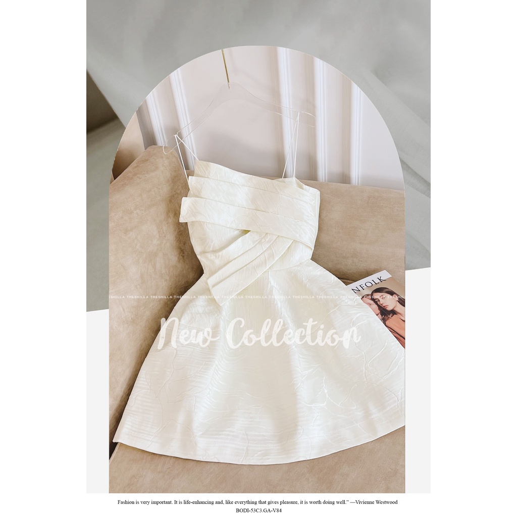 Váy đầm thiết kế xếp ngực tùng xoè gấm cao cấp [ Có video + Ảnh thật ] The Shilla -BODI-53C3