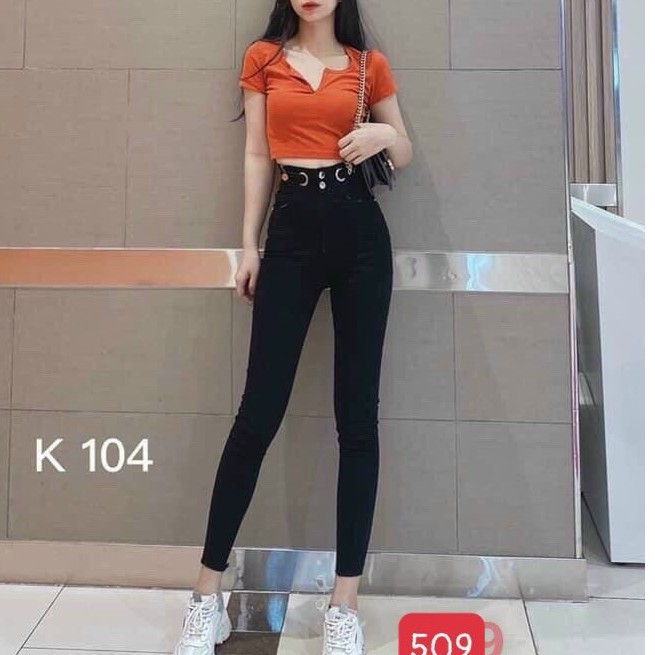 Quần Jean Nữ cao cấp màu đen lưng cao ôm body đẹp vải co dãn cao cấp-Black Fashion Shop-qn505