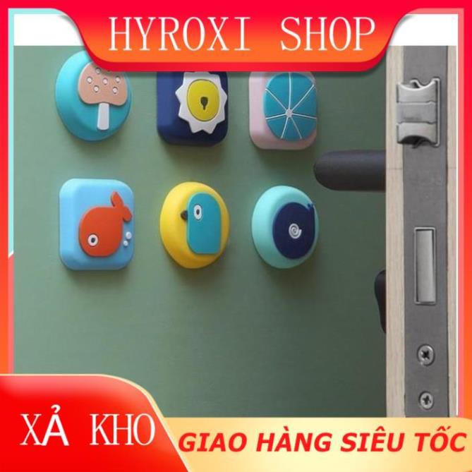 Chặn cửa thông minh Silicon Mút Dán tường họa tiết 3D dễ thương  chống va đập giảm tiếng động F407 HYROXISHOP