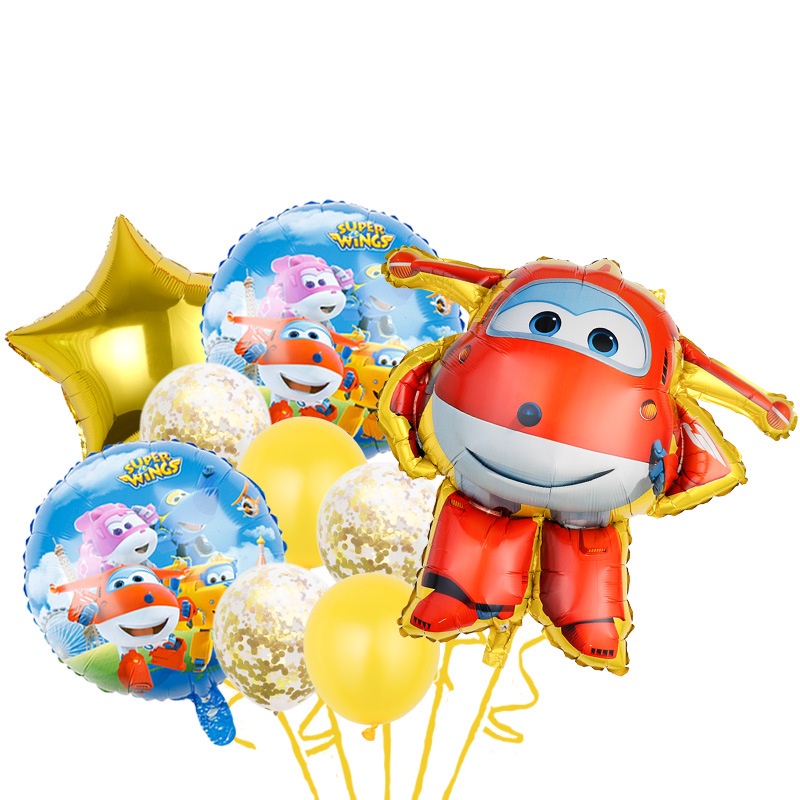 Bong Bóng Trang Trí Tiệc Sinh Nhật Hình Đôi Cánh Hoạt Hình YB2 Super Wings stereo Jett Chóng Mặt BY2