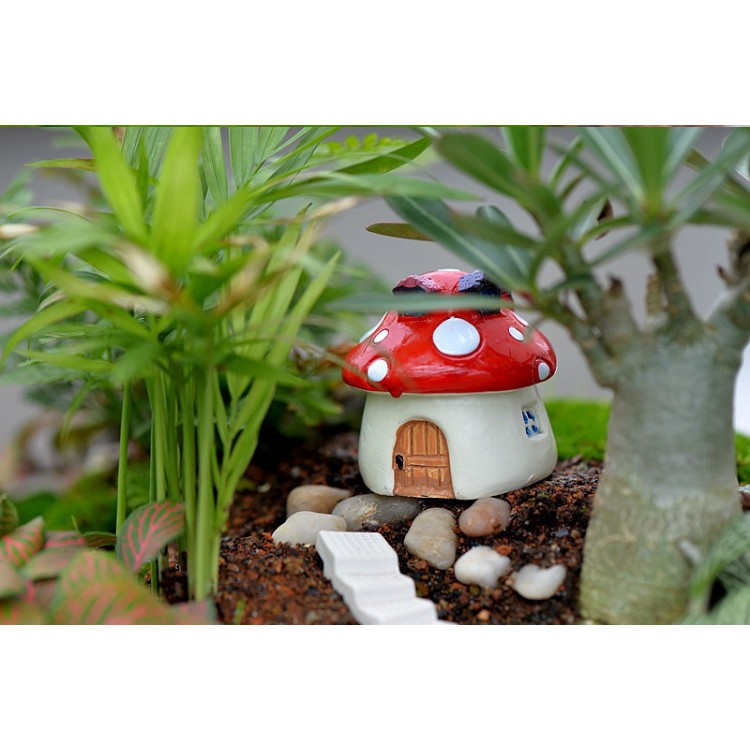 Mô hình ngôi nhà nấm truyện thần tiên dùng trang trí tiểu cảnh, terrarium, DIY