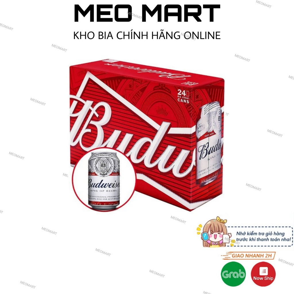 [Mã 267FMCGSALE giảm 8% đơn 500K] BIA BUDWEISER 330ML X 24 LON / 500ML X 12 LON