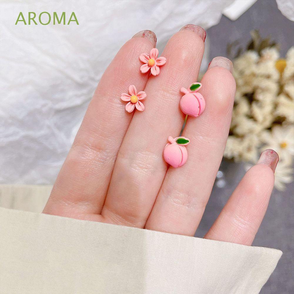 Bộ 3 đôi bông tai hình hoa đào bằng kim loại màu hồng dễ thương dành cho nữ