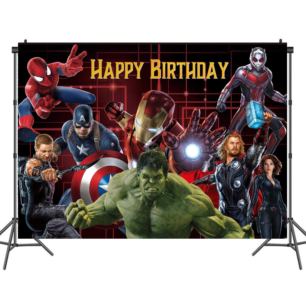 Tấm phông nền chụp ảnh vải chủ đề siêu anh hùng Marvel độc đáo dành cho nhà cửa