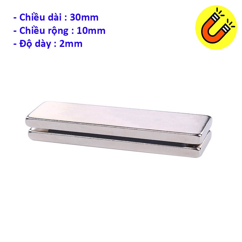 Nam châm đất hiếm 30x10x2mm từ tính mạnh N35