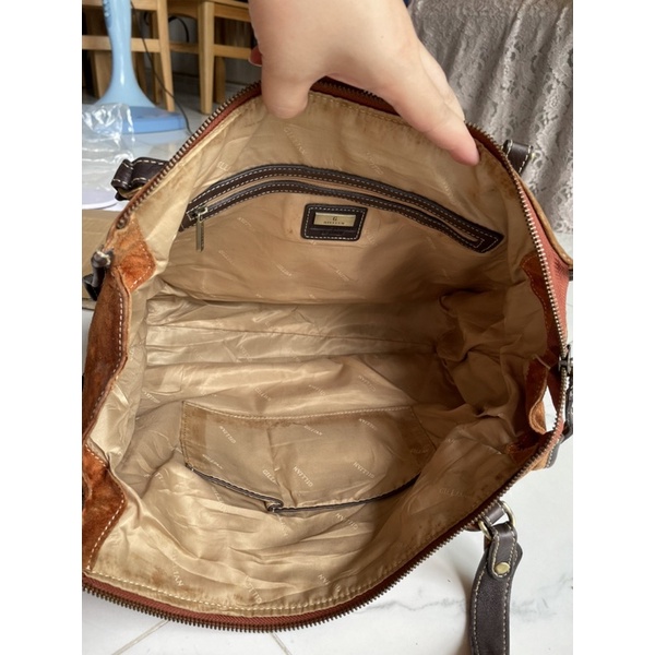 Lc142 Túi si đeo vai da bò phối da lộn của Ý Gillian