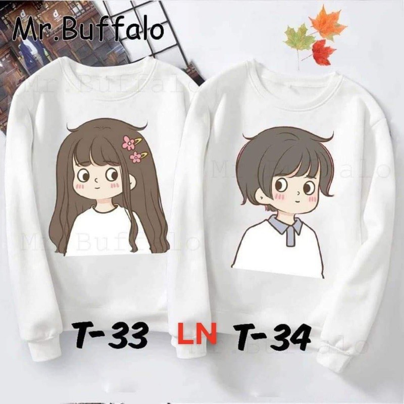 Áo đôi nỉ bo chàng trai cô gái LN11 Áo đôi nam nữ, Áo thun Unisex From rộng, chất đẹp mặc không xù - MODY