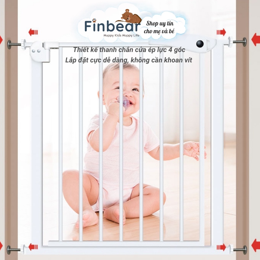 Thanh Chắn Cửa Cầu Thang Pakey Không Khoan Đục, Cao 79cm Bảo Vệ An Toàn Cho Bé Yêu FINBEAR