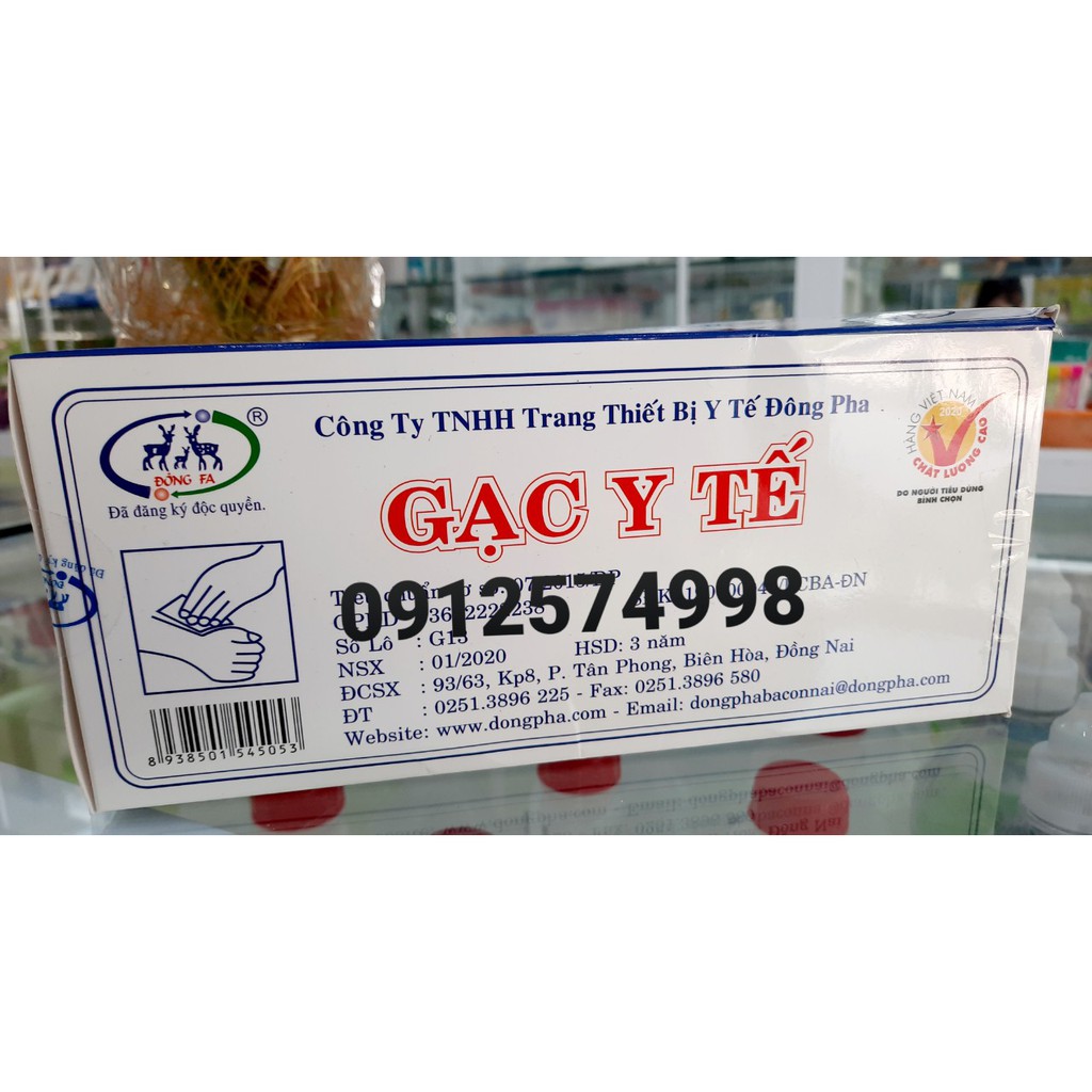 gạc y tế 10x10x8 lớp Đông Pha đắp mặt nạ (100 miếng/hộp)