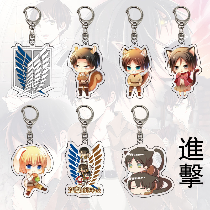 Móc khóa acrylic hai mặt phong cách anime Attack On Titan