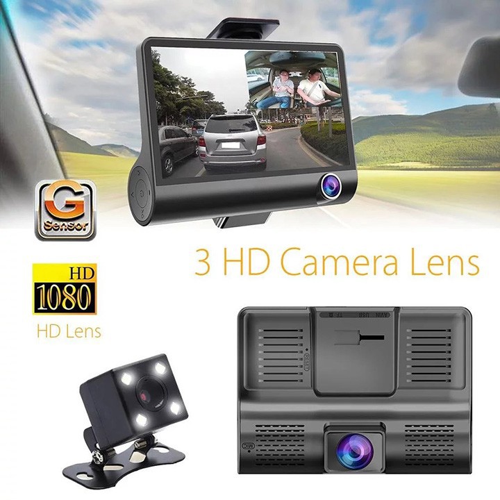 [Tặng thẻ Nhớ 16GB] Camera hành trình ô tô 3 mắt camera, màn hình 4 inh full HD, ghi hình đa chiều, hình ảnh sắc nét | BigBuy360 - bigbuy360.vn