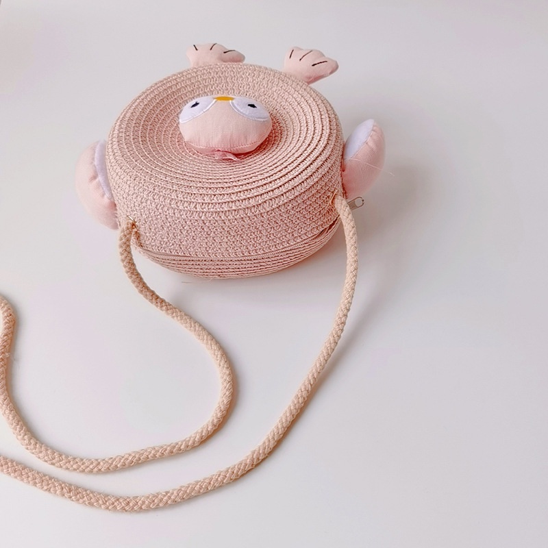 Túi Đeo Chéo Đan Lát Hình Chim Cánh Cụt Hoạt Hình Phong Cách Hàn Quốc Cho Bé Gái