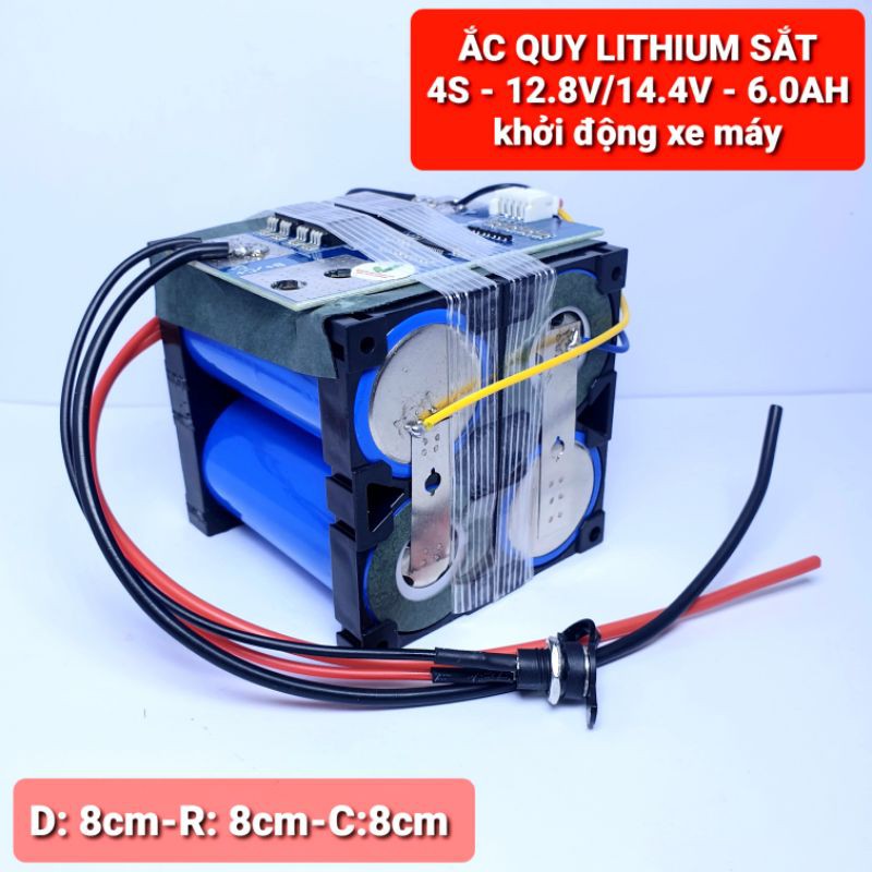 Achun.vn - ẮC QUY PIN SẮT 4S- 12.8V/14.4V - 6000mAh - Khởi động xe máy