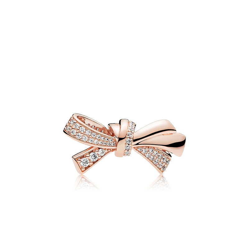 Hạt Charm Nơ Vàng Hồng