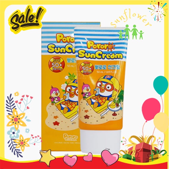 Kem chống nắng Pororo SunCream SPF 50+ PA+++ Hàn Quốc cho trẻ sơ sinh đến 14 tuổi