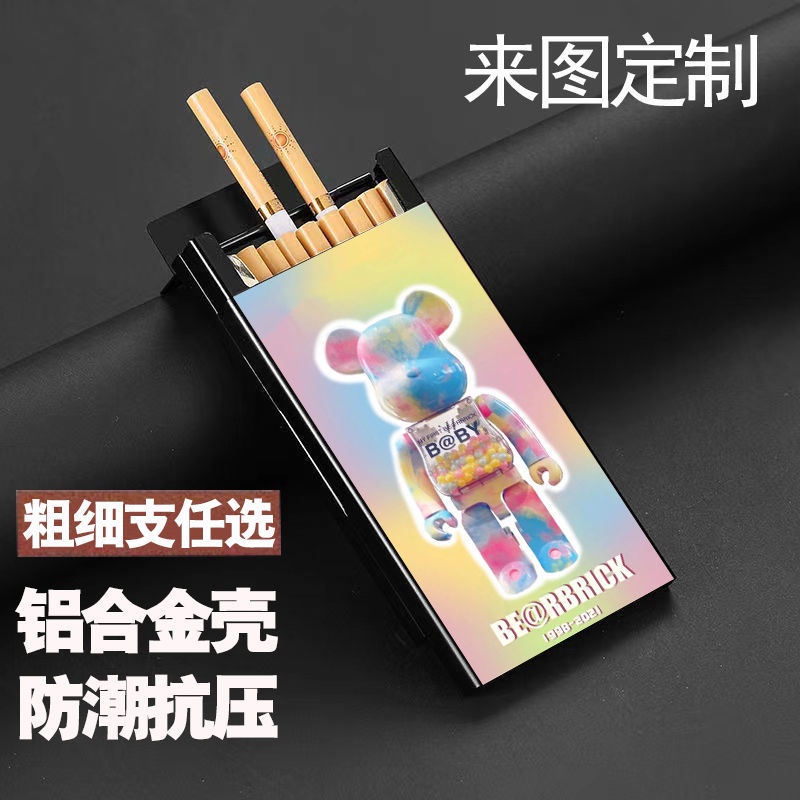 Vỏ Bọc Hộp Thuốc Lá Siêu Mỏng Bằng Hợp Kim Nhôm Họa Tiết Gấu Violent Cao Cấp Sáng Tạo