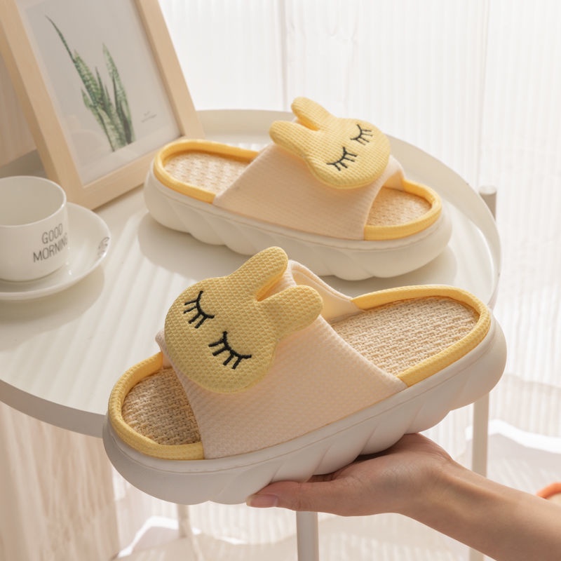 Dép Đi Trong Nhà Vải Lanh Họa Tiết Hoạt Hình Thời Trang Mùa Hè Cho Nữ