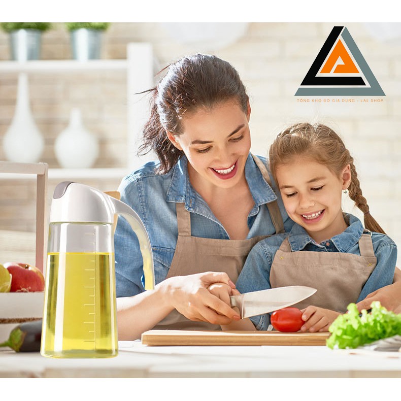 Bình, hũ đựng dầu ăn gia vị thủy tinh cao cấp có vòi ,dung tích 600ml