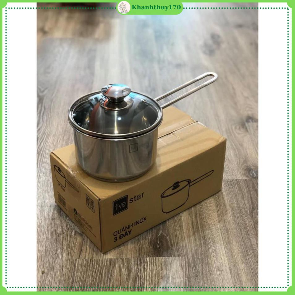 Quánh Fivestar nắp kính inox 430 nhiều kích thước 12cm/ 14cm/ 16cm