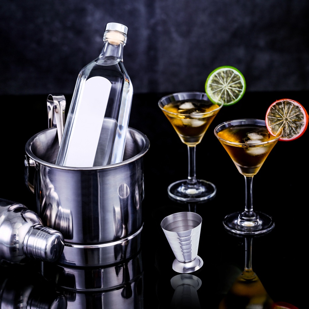 75ML Stainless Steel Scale Measuring Jigger Cocktail Wine Drink Shaker Pub Bar Cup Tumblerful Stoup
